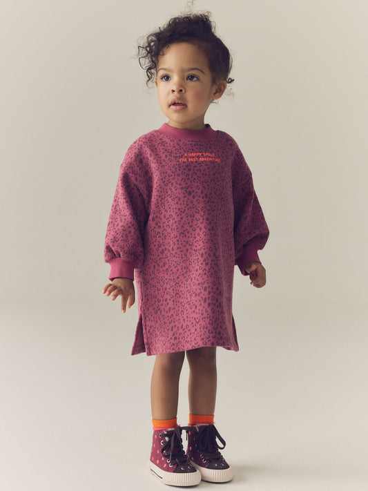 Dsiney Kidz - Pink Animal Print Long Sleeve Sweat Dress (3mths-7yrs) image 1
