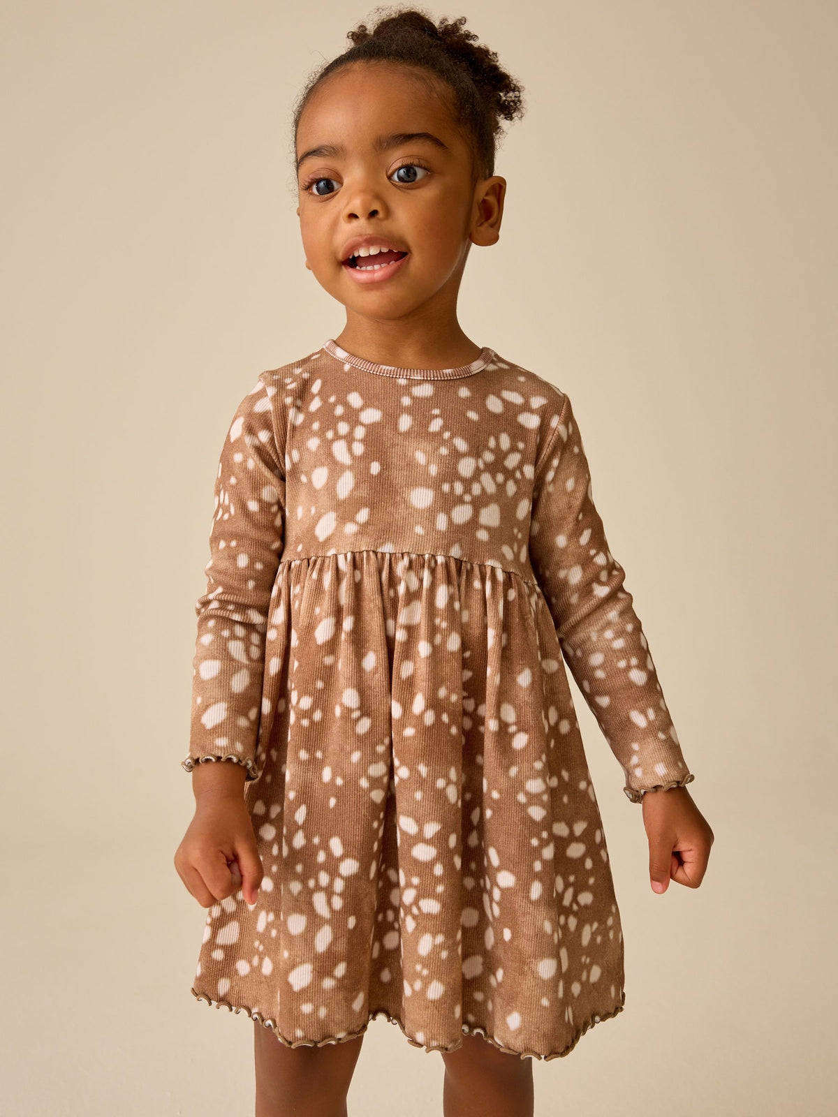 Dsiney Kidz - Brown Deer Long Sleeve Ribbed Dress (3mths-7yrs) image 1