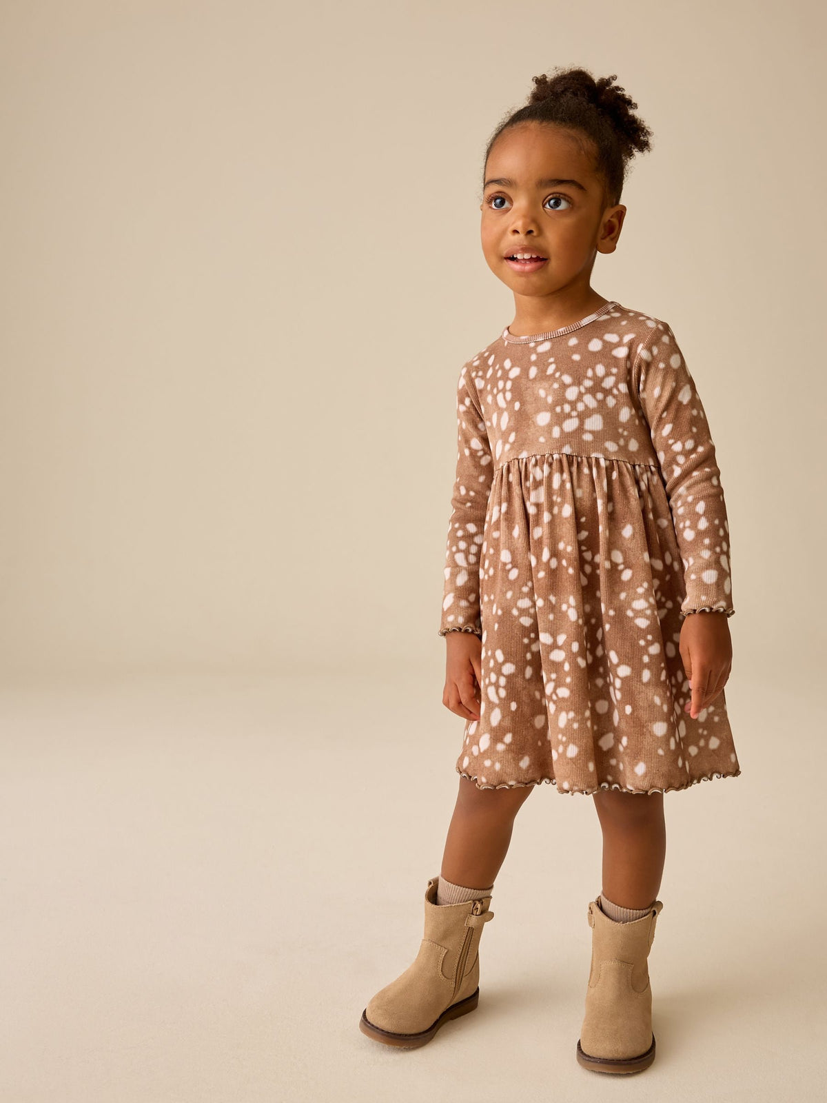 Dsiney Kidz - Brown Deer Long Sleeve Ribbed Dress (3mths-7yrs) image 2