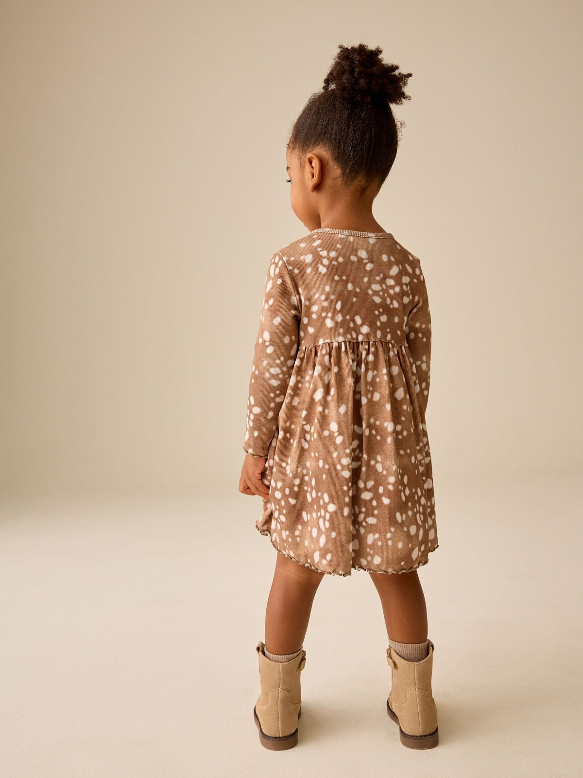 Dsiney Kidz - Brown Deer Long Sleeve Ribbed Dress (3mths-7yrs) image 3