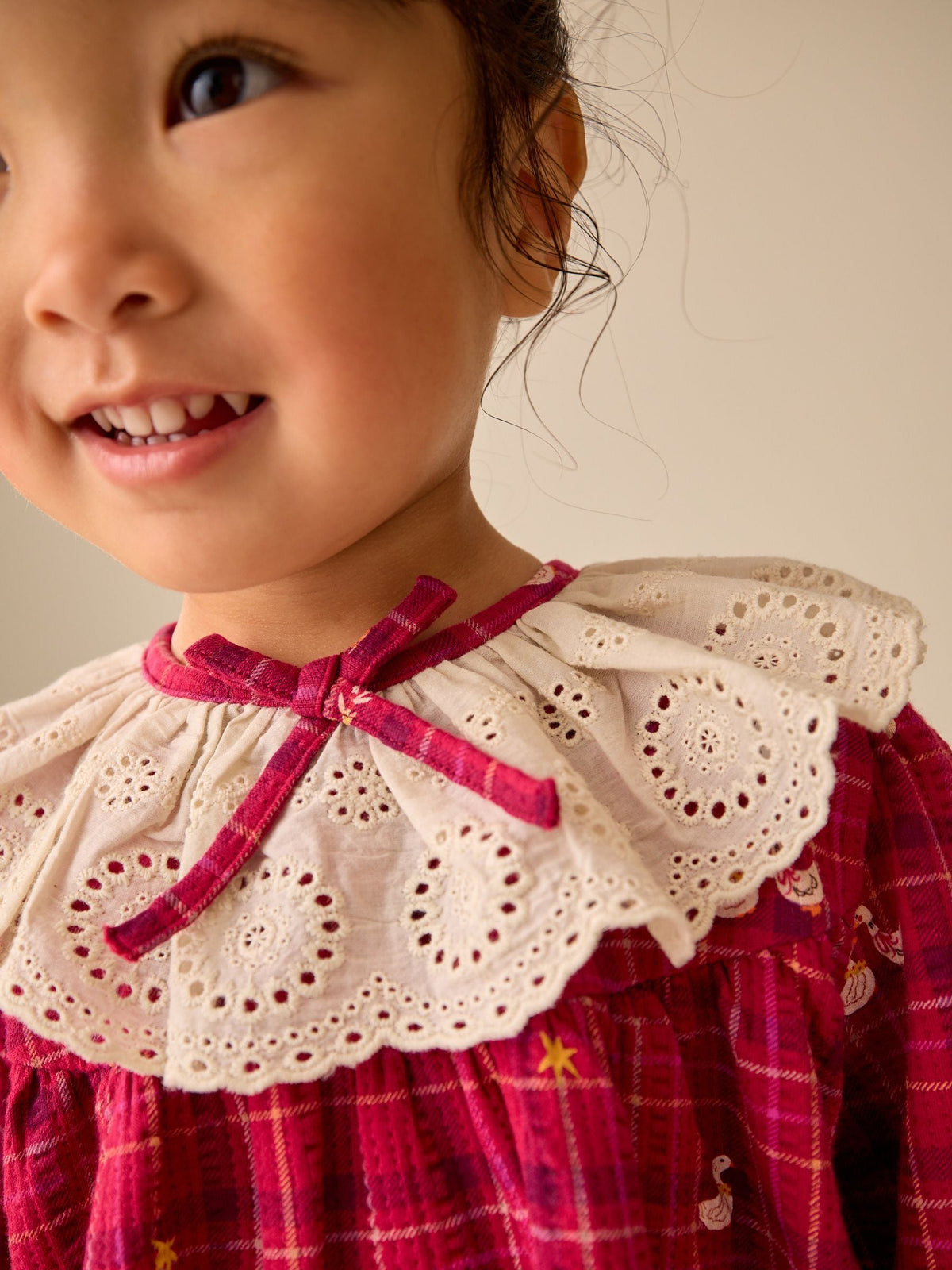 Burgundy Red Duck Long Sleeve Collar Dress (3mths-7yrs) - image 4