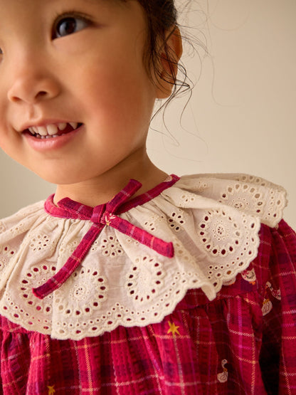 Burgundy Red Duck Long Sleeve Collar Dress (3mths-7yrs) - image 4