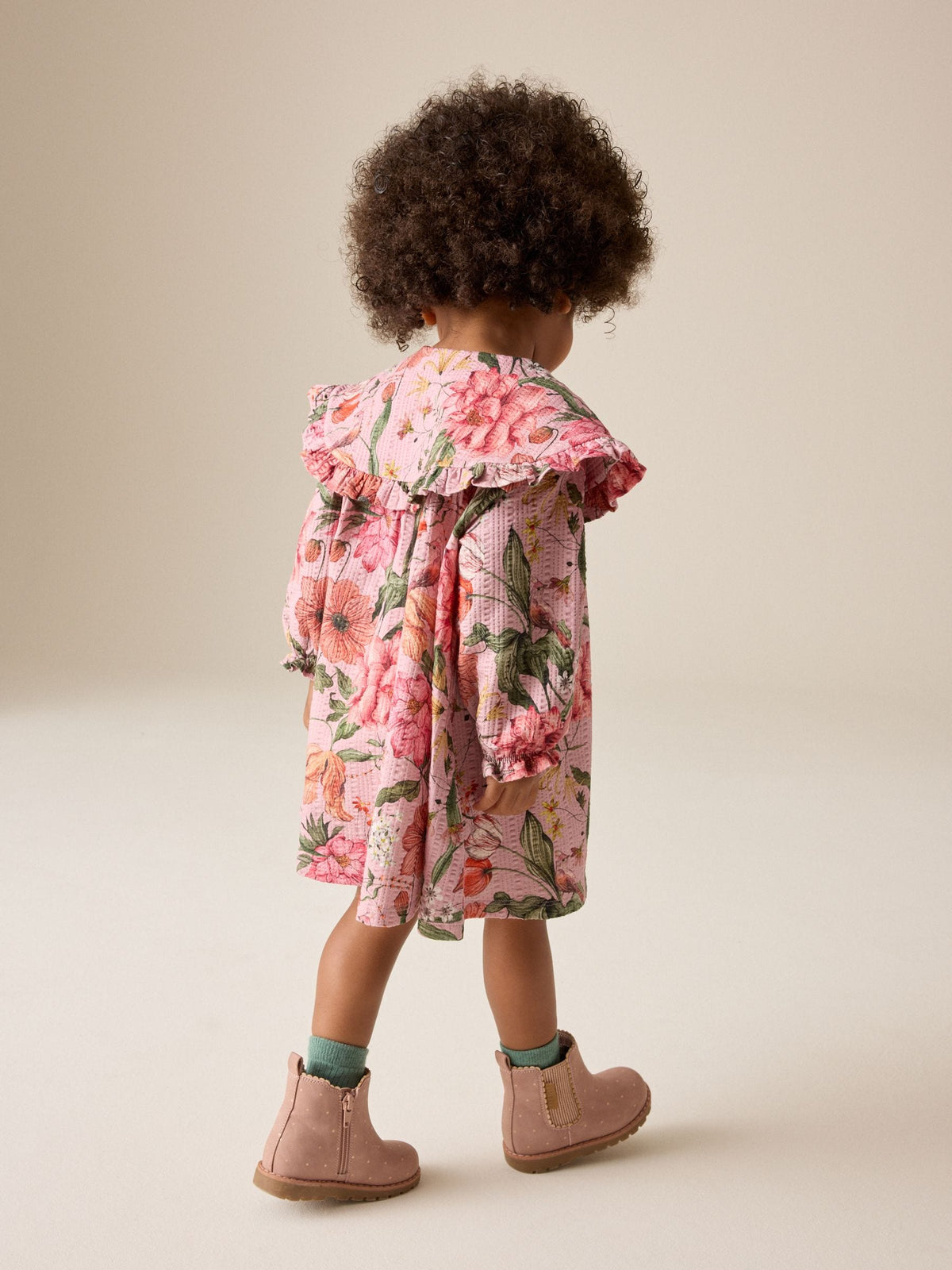 Pink Floral Long Sleeve Collar Dress (3mths-7yrs) - image 3