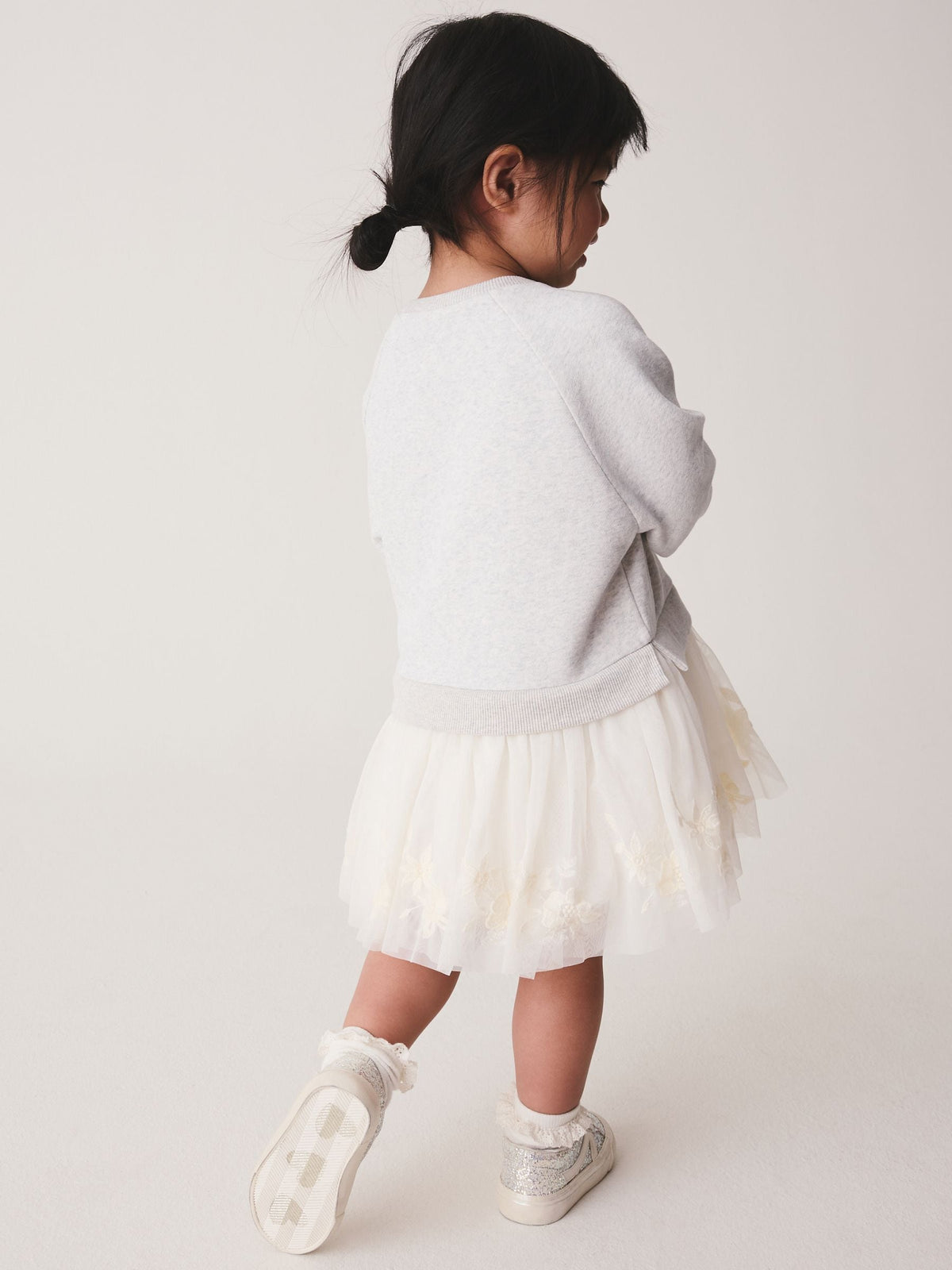 Dsiney Kidz - Grey/White Long Sleeve Sweat Mesh Dress (3mths-7yrs) image 3