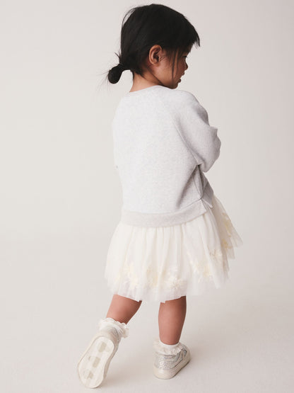 Dsiney Kidz - Grey/White Long Sleeve Sweat Mesh Dress (3mths-7yrs) image 3