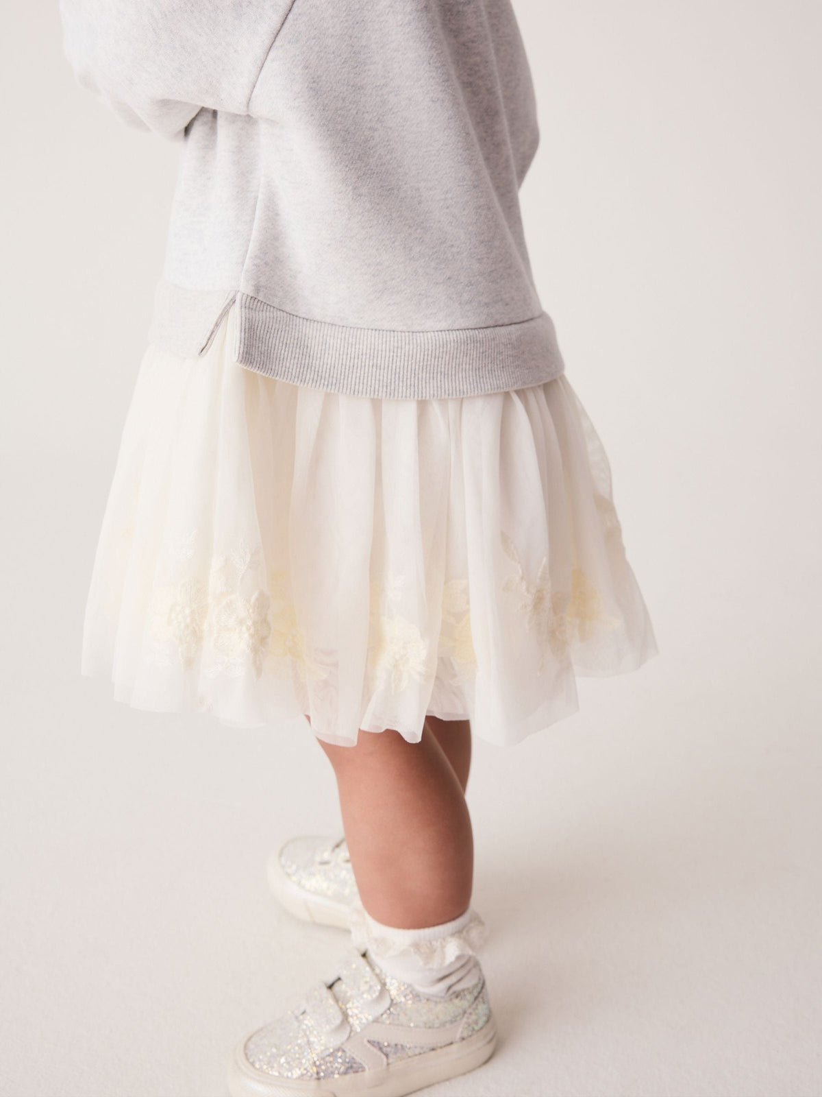 Dsiney Kidz - Grey/White Long Sleeve Sweat Mesh Dress (3mths-7yrs) image 4