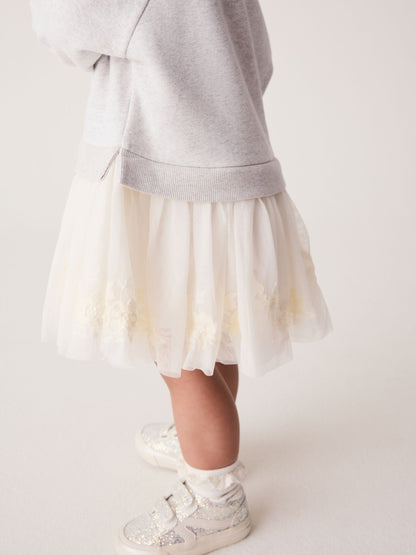 Dsiney Kidz - Grey/White Long Sleeve Sweat Mesh Dress (3mths-7yrs) image 4