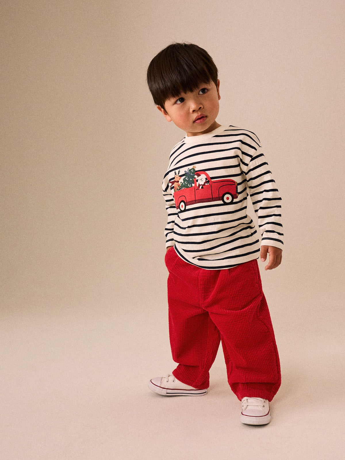 Dsiney Kidz - Red Wide Fit Textured Corduroy Pull On Trousers (3mths-7yrs) image 2