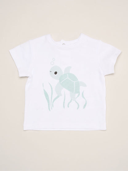 Rock-A-Bye Baby Boutique White Shell Dinosaur Print T-Shirt, Shorts And Plush Toy Set Outfit Set image 3