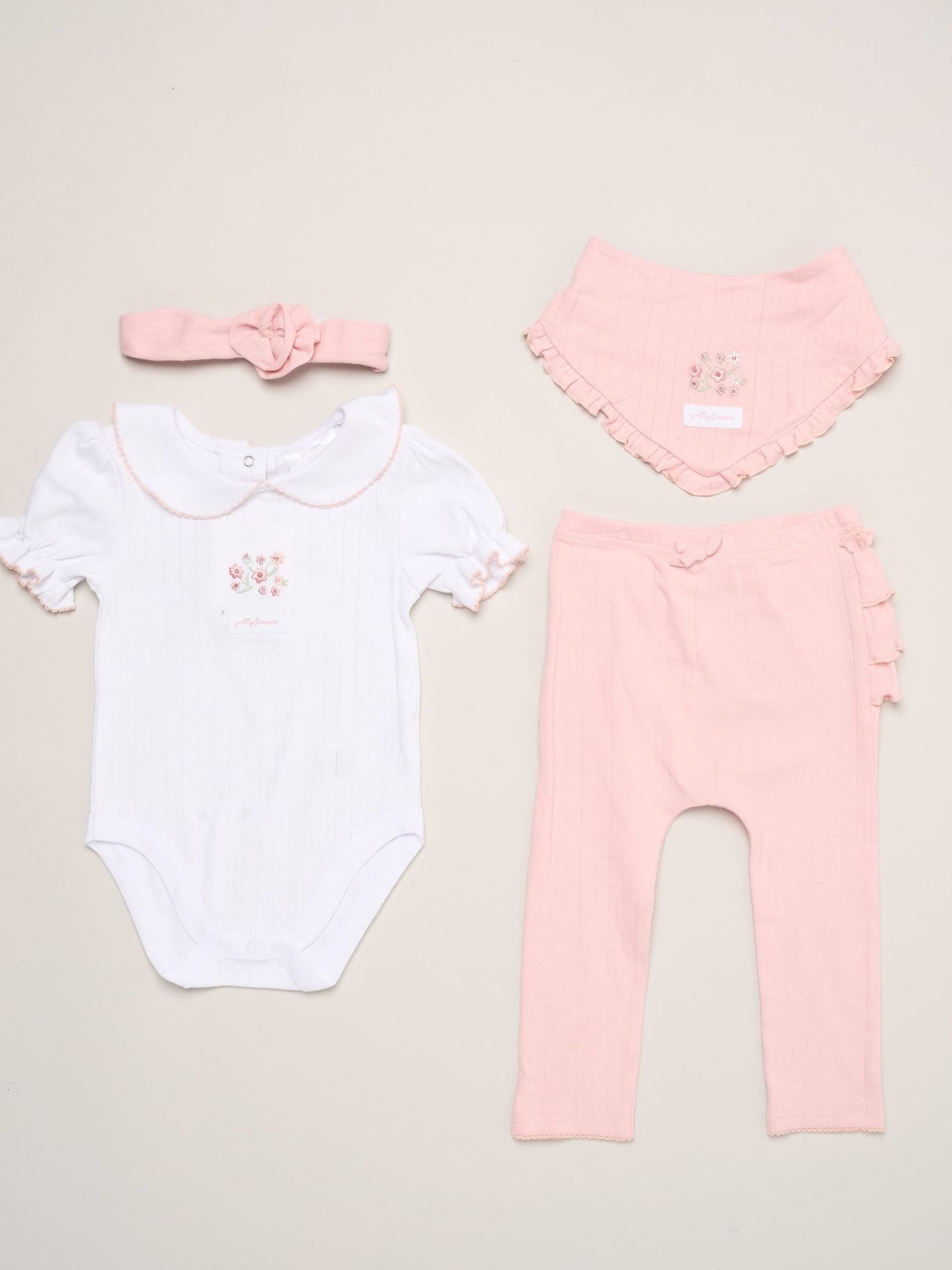 Rock-A-Bye Baby Boutique Pink - Teddy Print Baby Outfit Set 4 Piece image 1