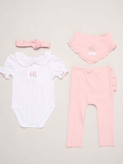 Rock-A-Bye Baby Boutique Pink - Teddy Print Baby Outfit Set 4 Piece image 1