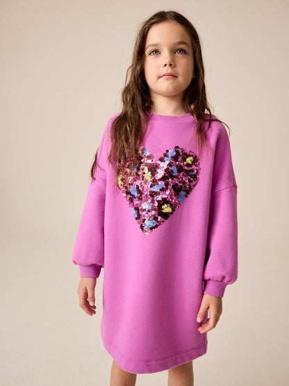 Dsiney Kidz - Bright Pink Long Sleeve Sequin Jumper Dress (3-16yrs) image 2
