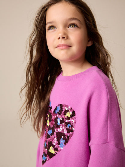 Dsiney Kidz - Bright Pink Long Sleeve Sequin Jumper Dress (3-16yrs) image 3