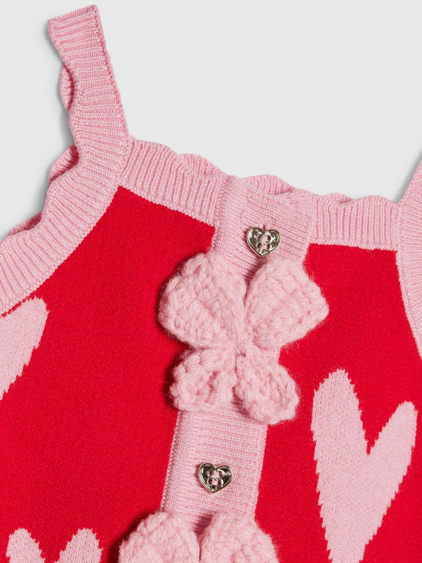 River Island Red Knitted Heart Bloomer Top & Shorts Set image 3