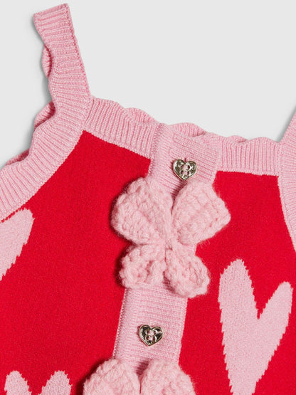 River Island Red Knitted Heart Bloomer Top & Shorts Set image 3