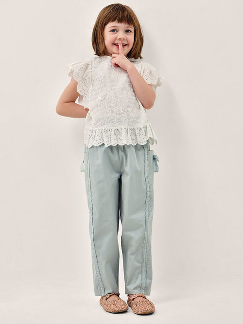 Monsoon Green Lace Trim Barrel Trousers image 1
