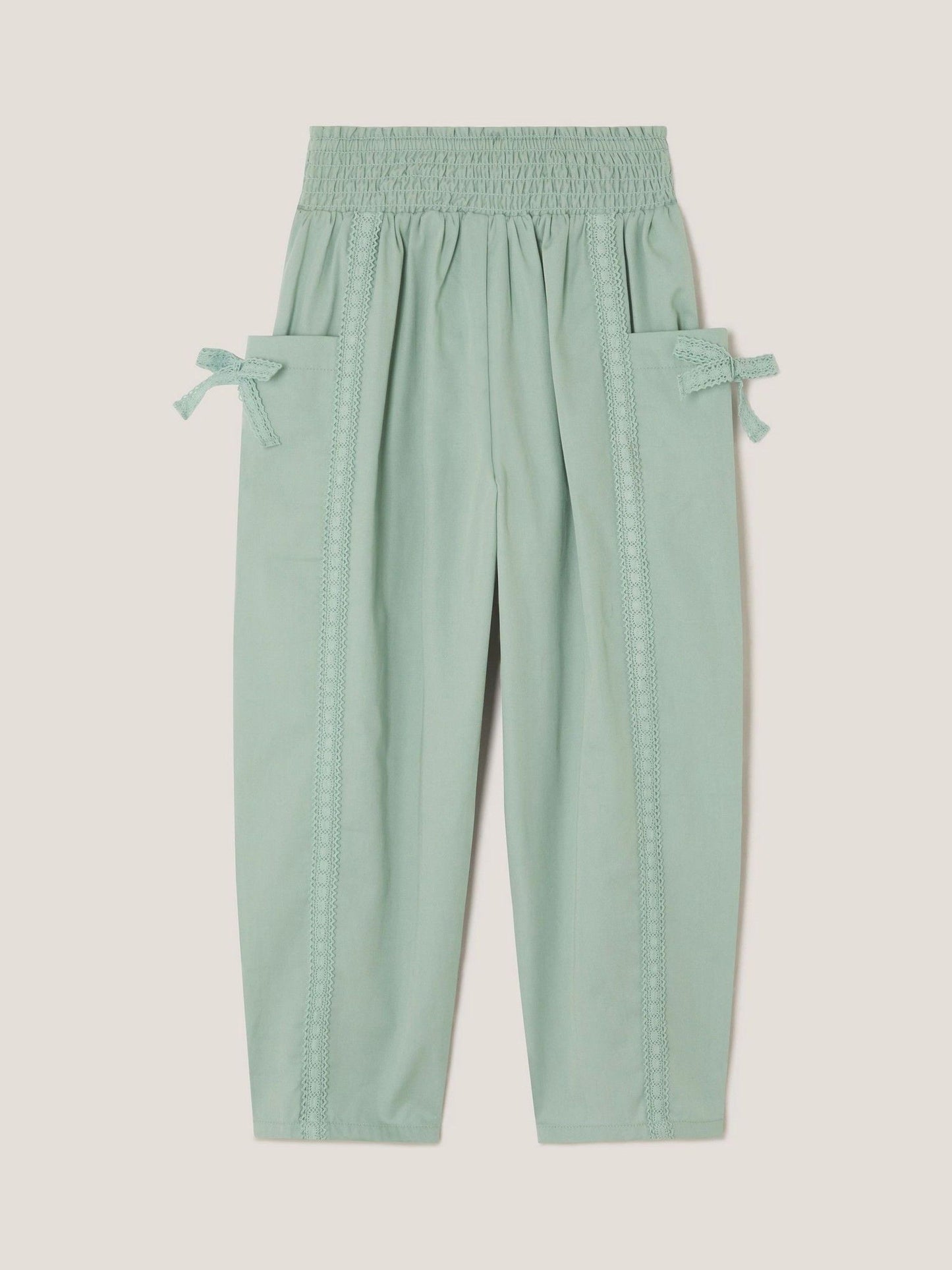 Monsoon Green Lace Trim Barrel Trousers image 3