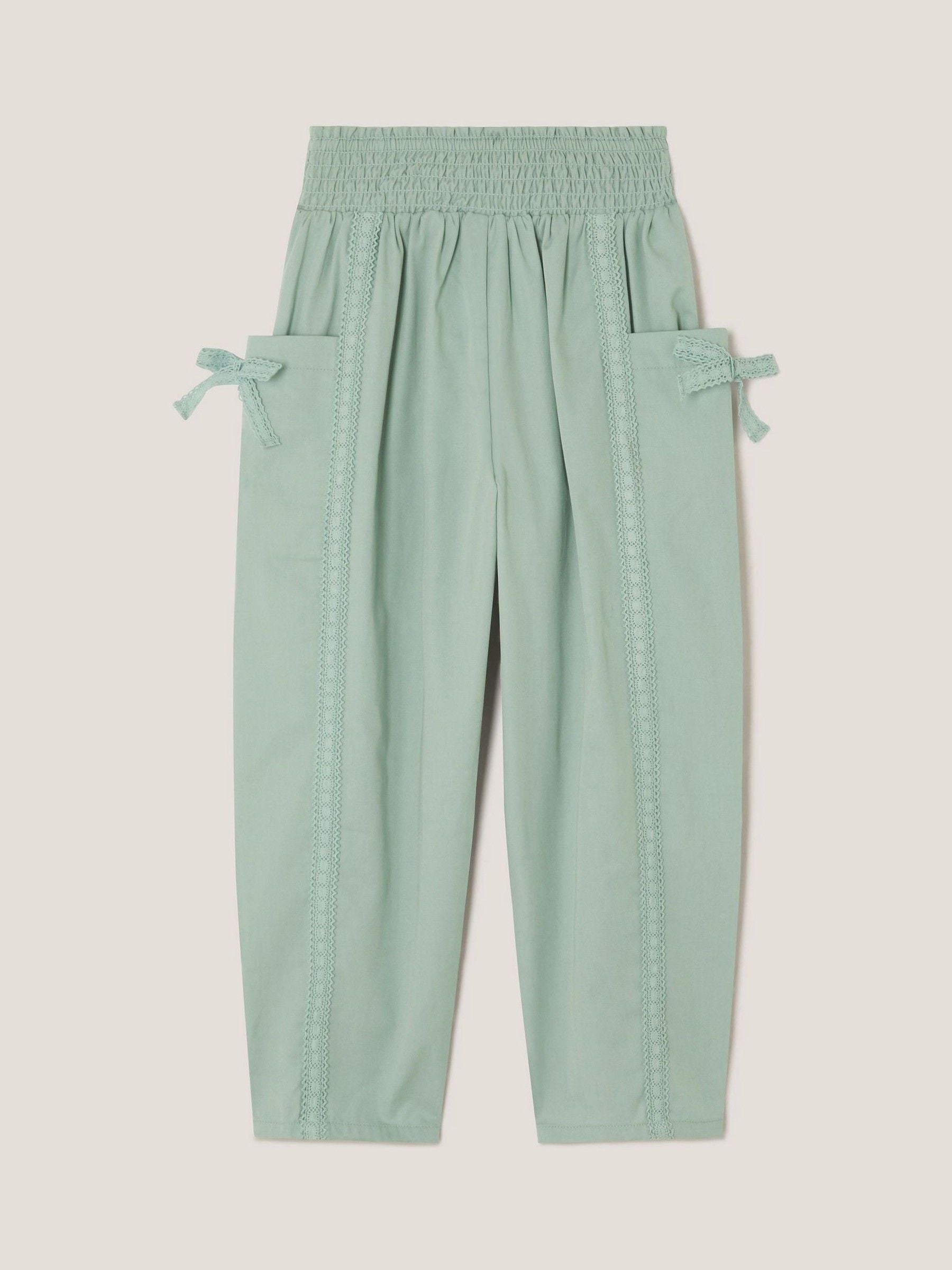 Monsoon Green Lace Trim Barrel Trousers image 3
