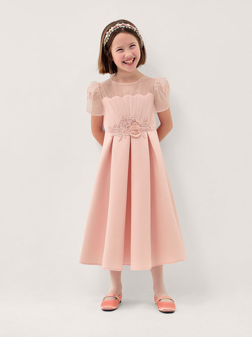 Monsoon Pink Chiffon Sleeve Floral Embroidered Dress image 1