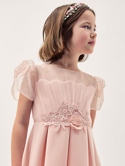 Monsoon Pink Chiffon Sleeve Floral Embroidered Dress image 2