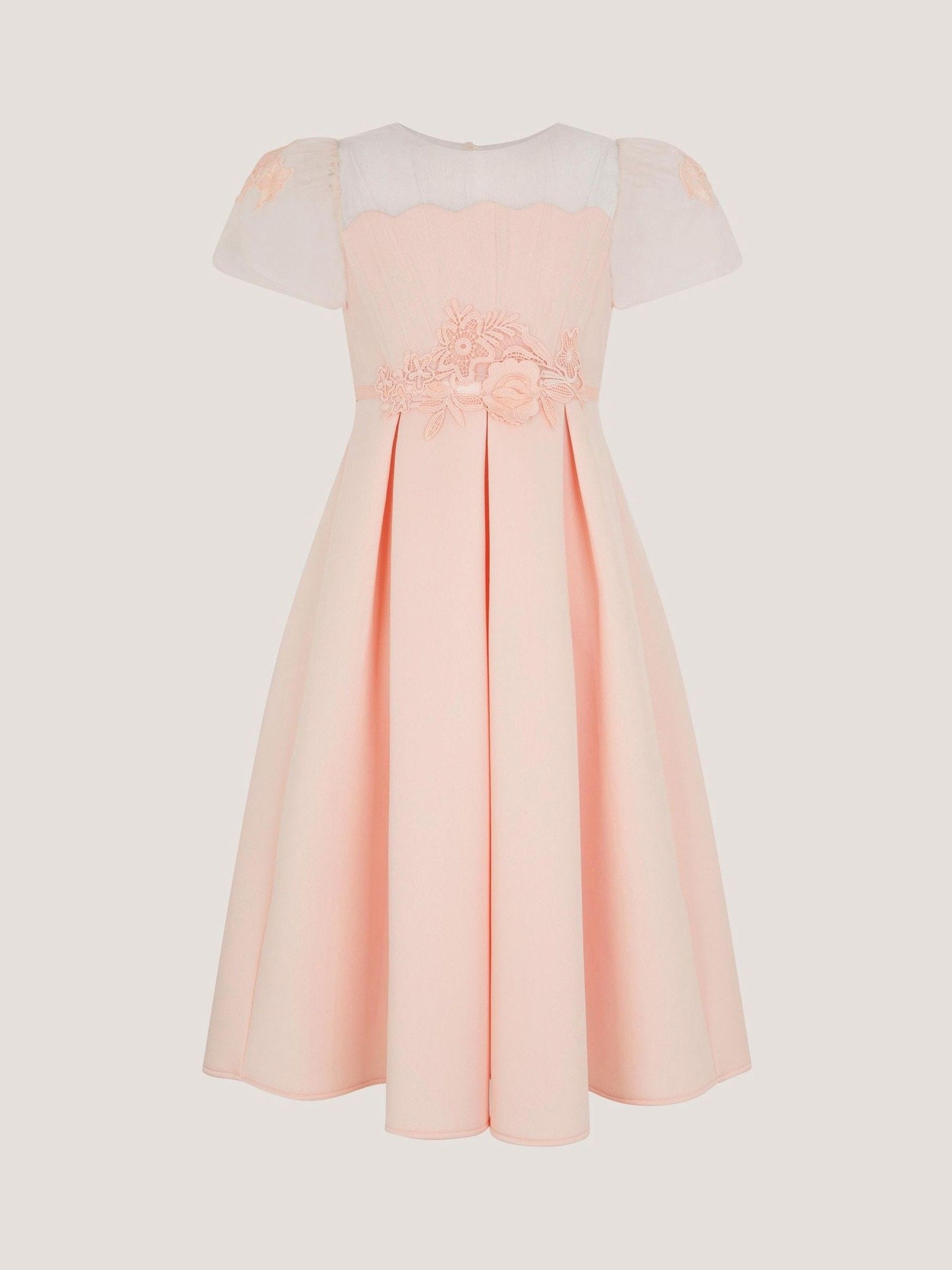 Monsoon Pink Chiffon Sleeve Floral Embroidered Dress image 3