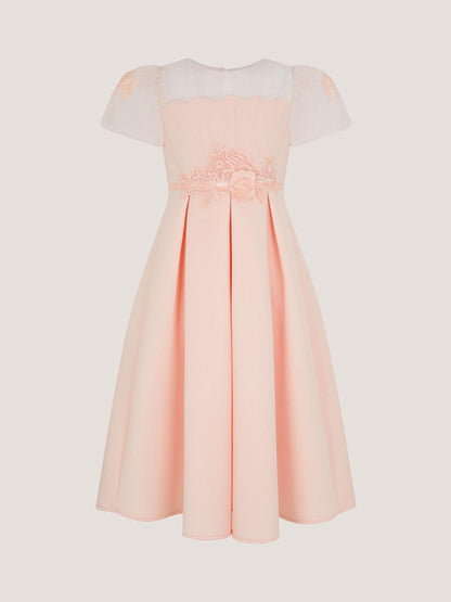 Monsoon Pink Chiffon Sleeve Floral Embroidered Dress image 3