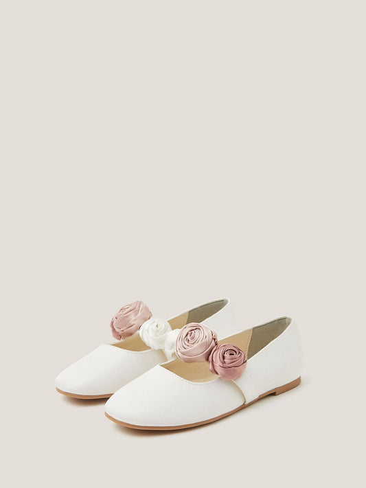Monsoon Cream Rosette Strap Ballet Flats image 1