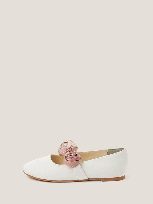 Monsoon Cream Rosette Strap Ballet Flats image 2