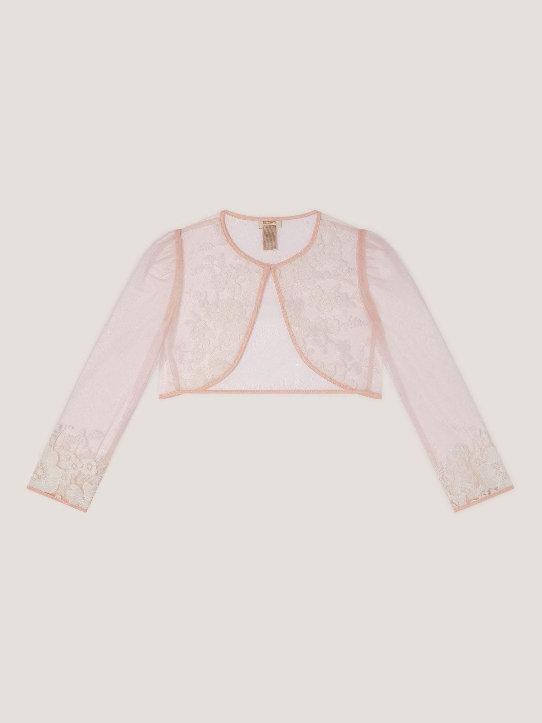 Monsoon Pink Felicity Embroidered Mesh Cardigan image 2