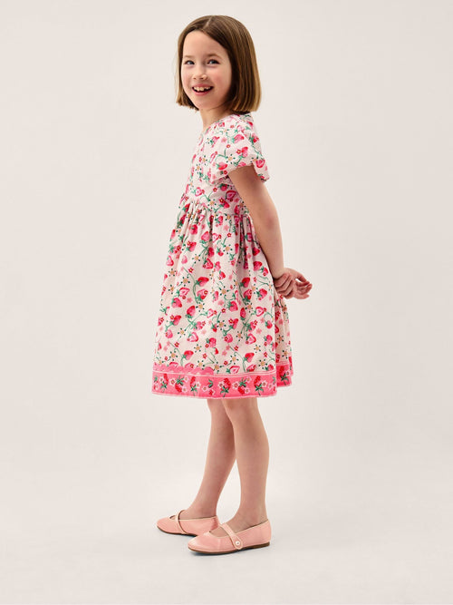 Monsoon Pink Puff Sleeve Strawberry Print Dress image 1