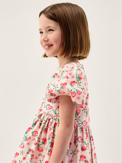 Monsoon Pink Puff Sleeve Strawberry Print Dress image 2