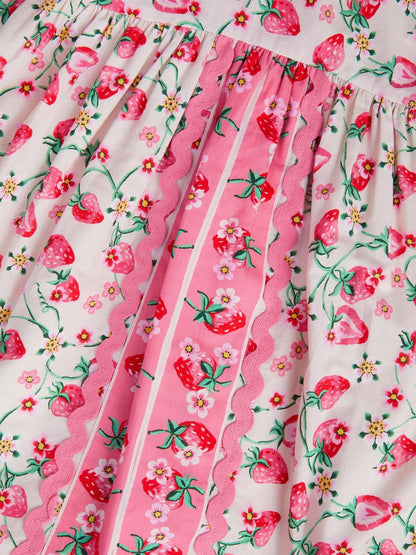 Monsoon Pink Puff Sleeve Strawberry Print Dress image 5