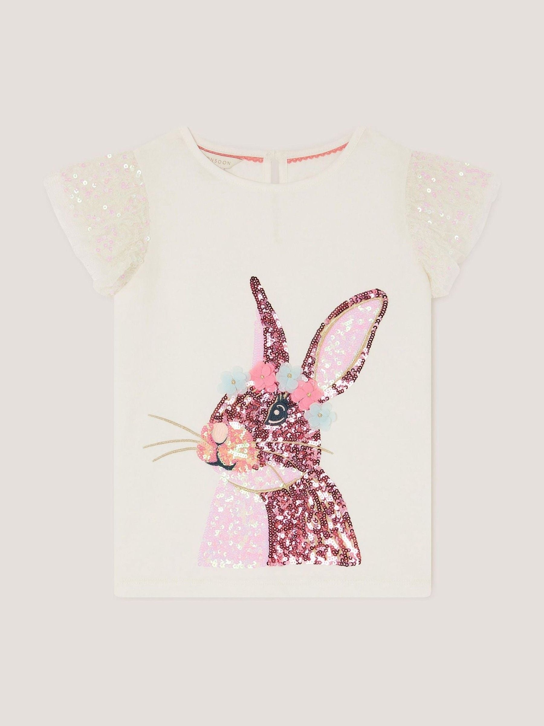 Monsoon Cream Sequin Bunny T-Shirt image 1