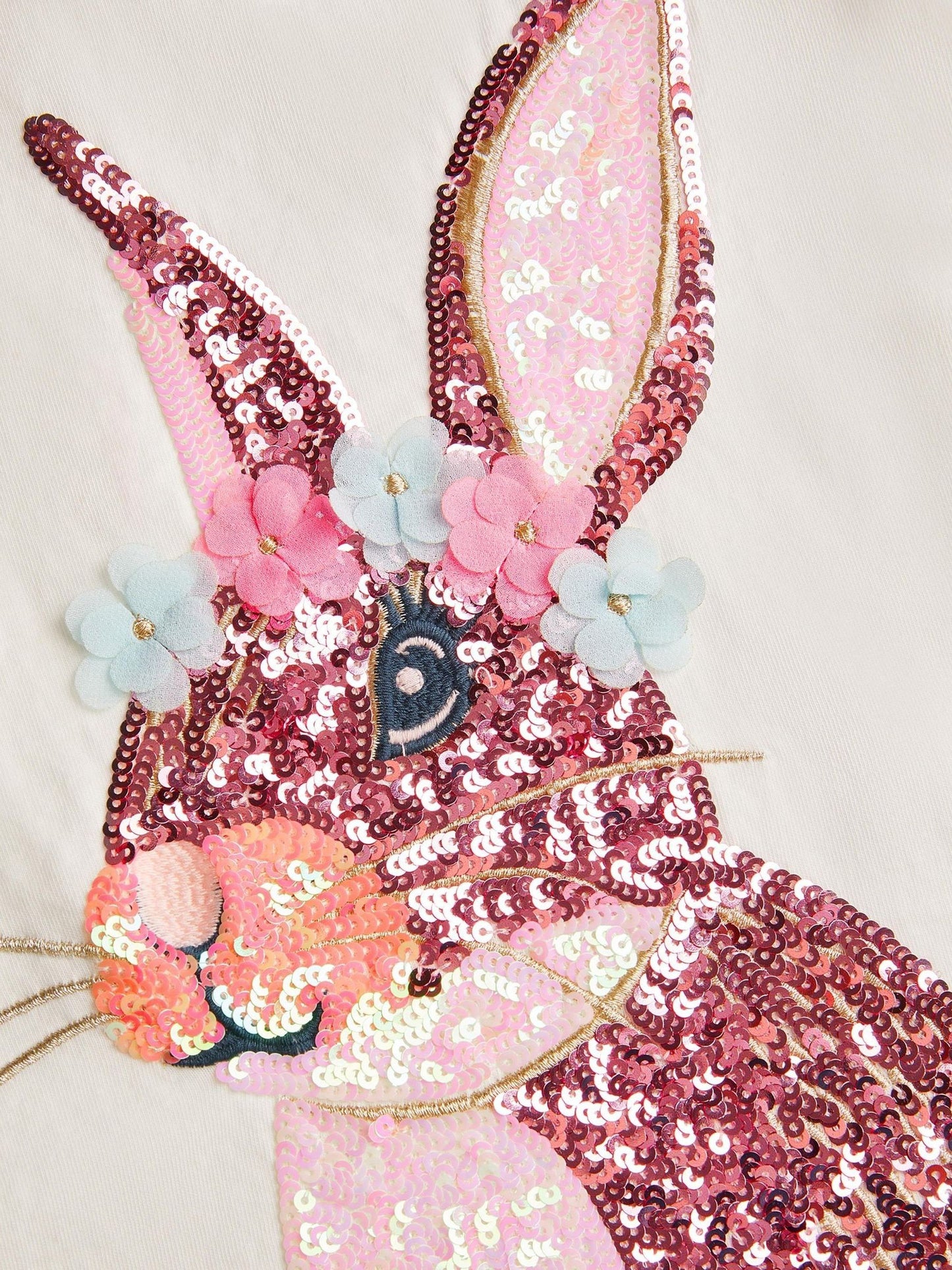 Monsoon Cream Sequin Bunny T-Shirt image 3