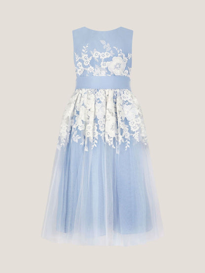 Monsoon Pale Blue Felicity Floral Embroidered Mesh Dress image 2