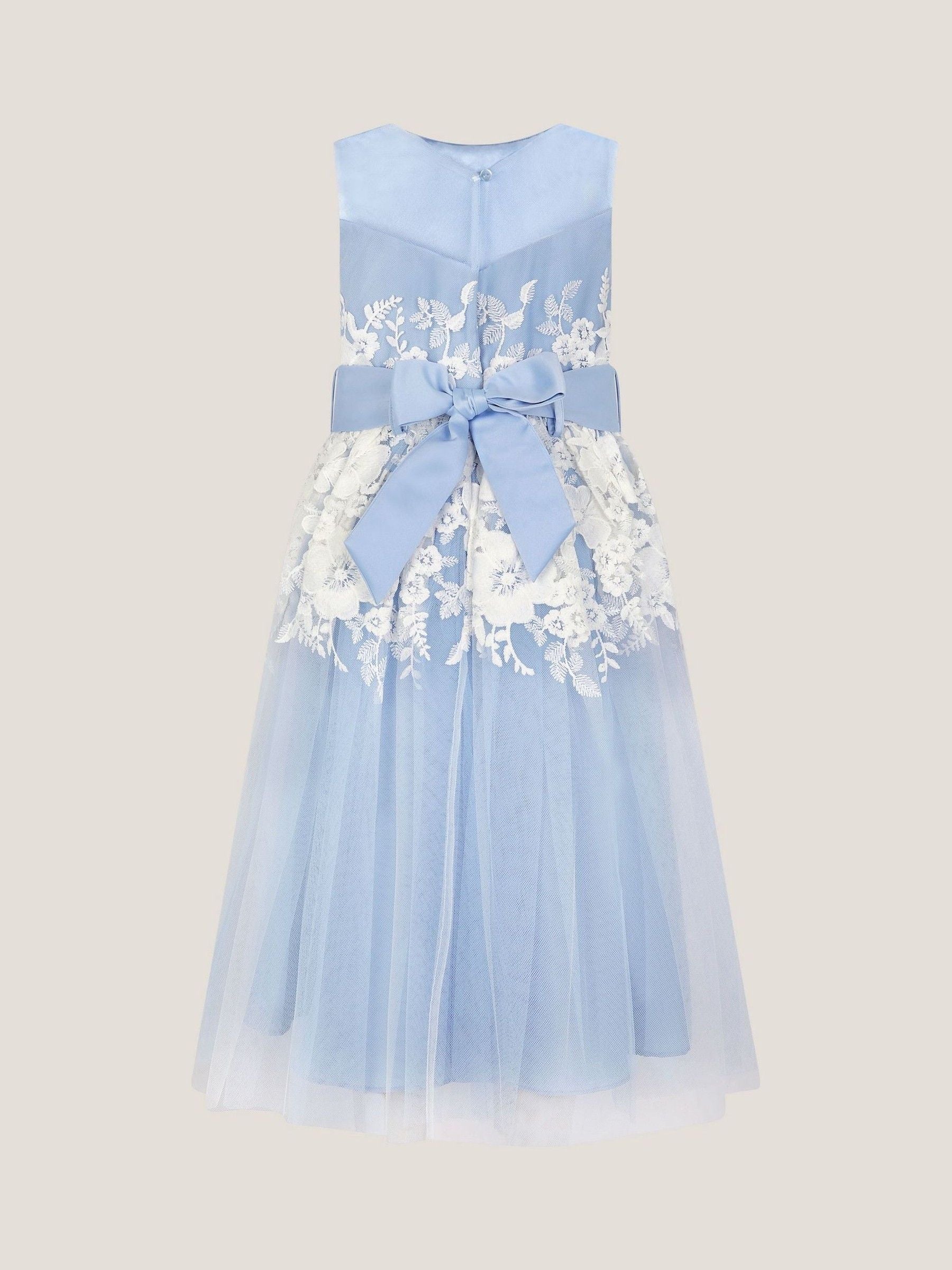 Monsoon Pale Blue Felicity Floral Embroidered Mesh Dress image 3