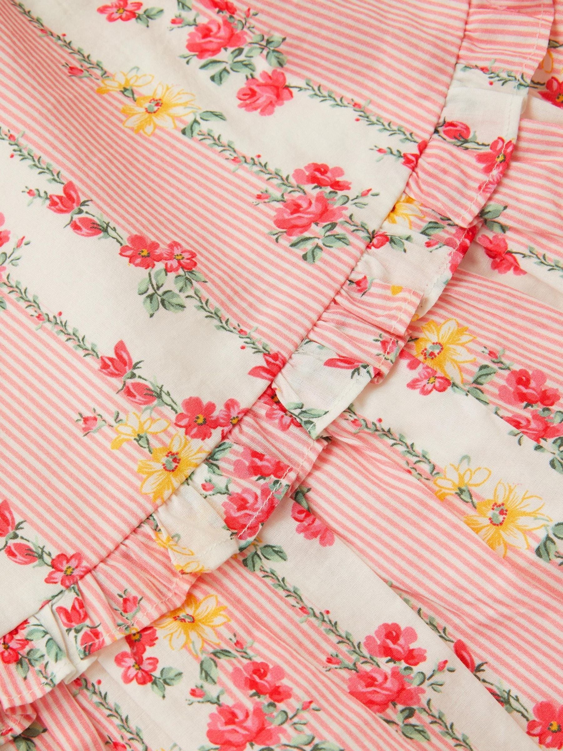 Monsoon Pink Frilly Floral Stripe Print Dress image 4