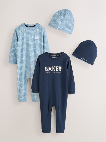 Baker by Ted Baker Blue 2 Pack Romper and Hat Set - image 1