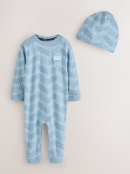 Baker by Ted Baker Blue 2 Pack Romper and Hat Set - image 2