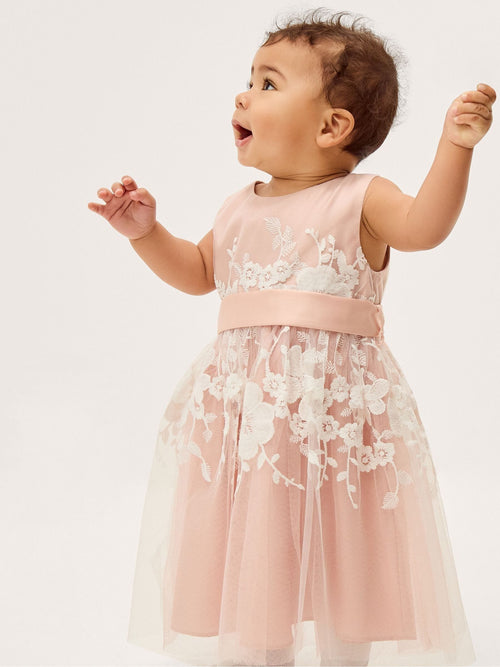 Dsiney Kidz - Monsoon Pink Baby Felicity Embroidered Floral Dress image 1