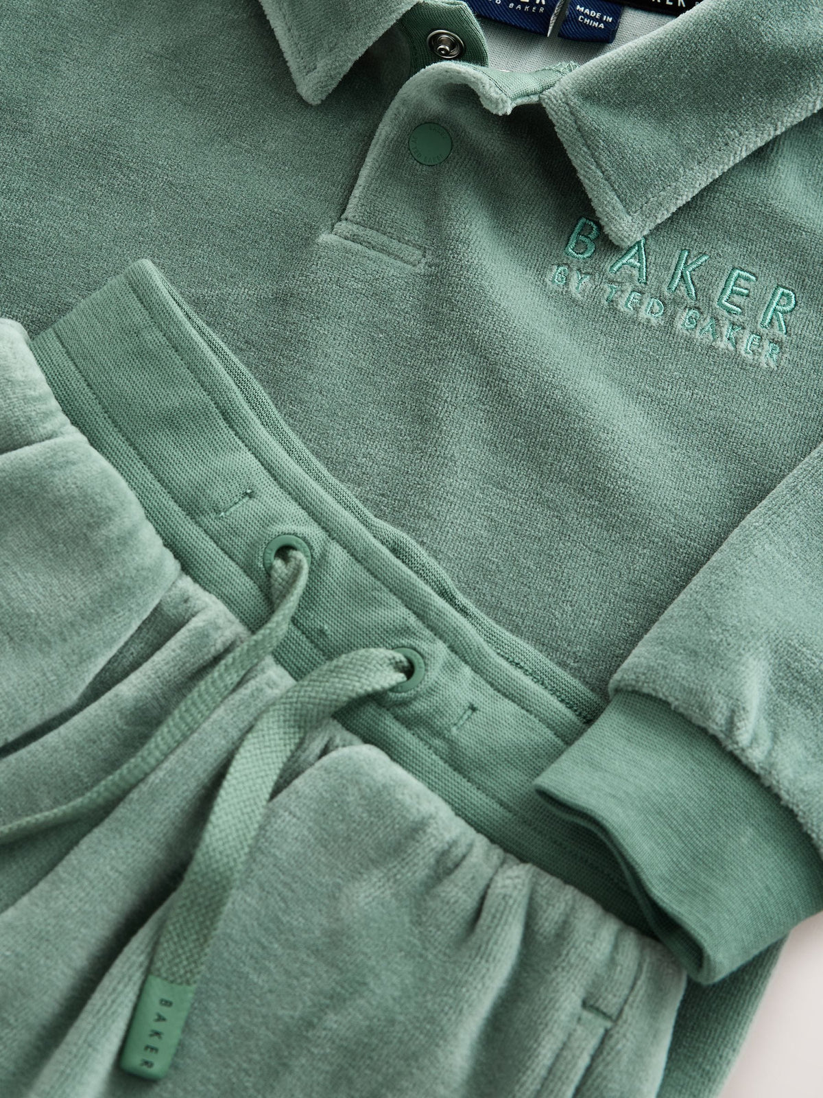 Baker by Ted Baker Green Velour Long Sleeve Rugby Top And Joggers Set - image 10