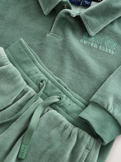 Baker by Ted Baker Green Velour Long Sleeve Rugby Top And Joggers Set - image 10