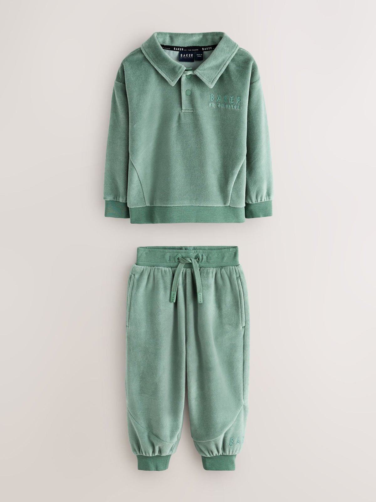 Baker by Ted Baker Green Velour Long Sleeve Rugby Top And Joggers Set - image 7