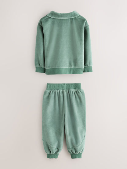 Baker by Ted Baker Green Velour Long Sleeve Rugby Top And Joggers Set - image 8