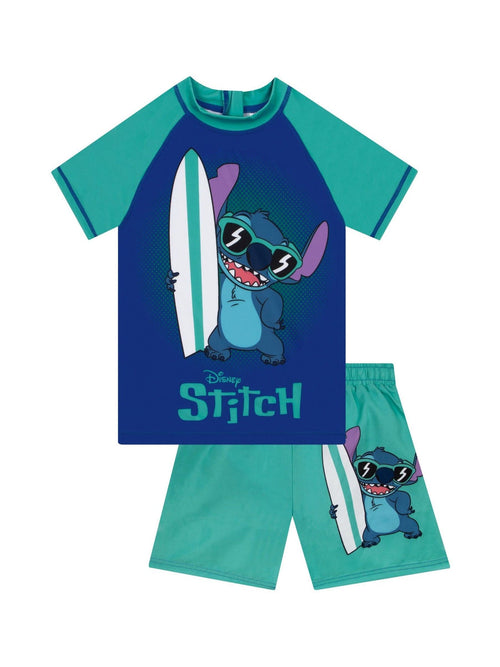 Character Blue Disney Lilo & Stitch Rash Guard And Swim Shorts Set image 1