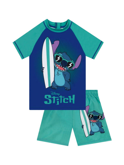 Character Blue Disney Lilo & Stitch Rash Guard And Swim Shorts Set image 1