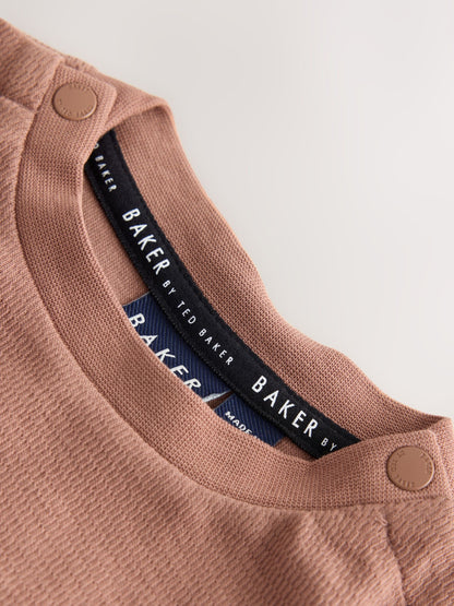 Baker by Ted Baker Blue/Brown 2 Piece Cord Dungaree and Brown Textured T-Shirts Set - image 9