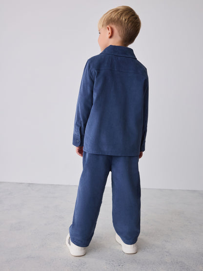 Baker by Ted Baker Blue Cord Jacket, Stripe T-Shirt and Trousers 3 Piece Set - image 2