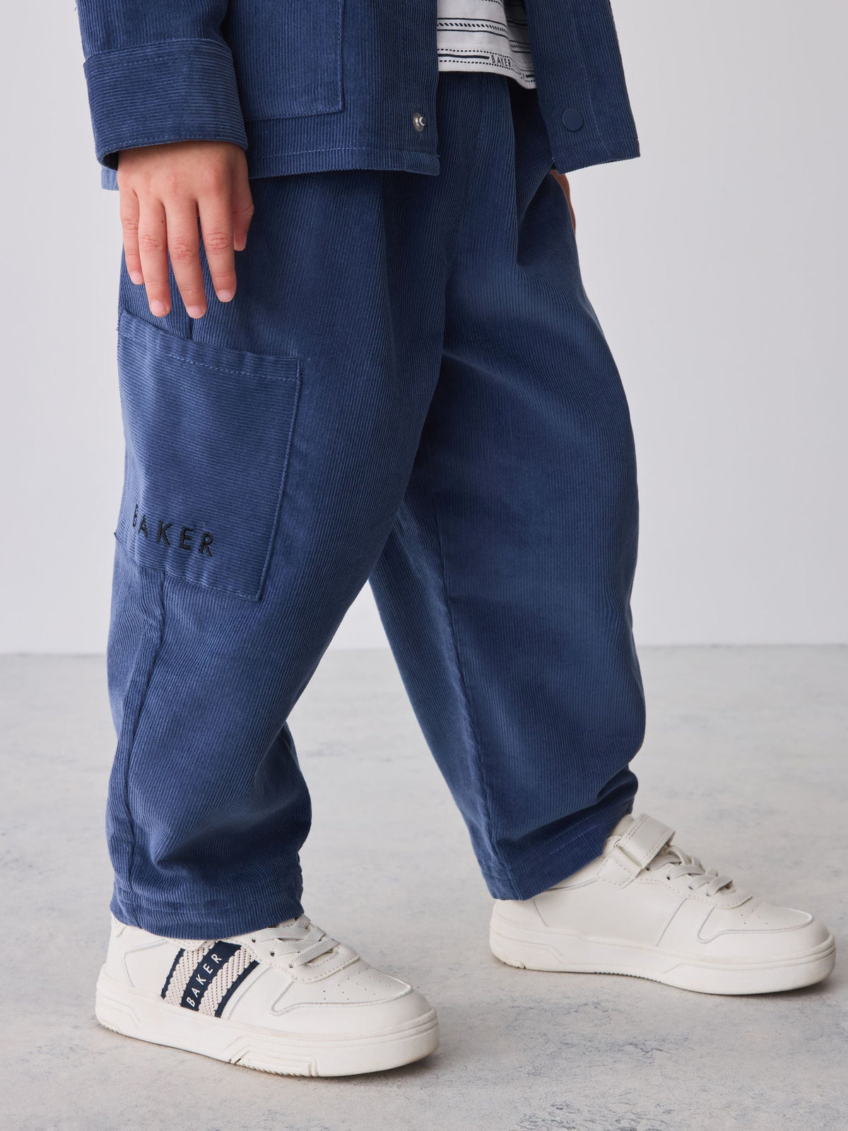 Baker by Ted Baker Blue Cord Jacket, Stripe T-Shirt and Trousers 3 Piece Set - image 3