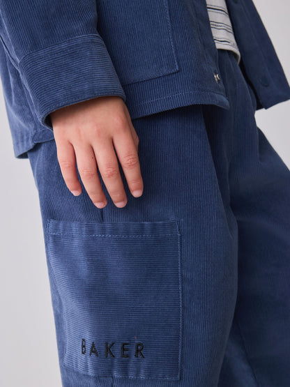 Baker by Ted Baker Blue Cord Jacket, Stripe T-Shirt and Trousers 3 Piece Set - image 4